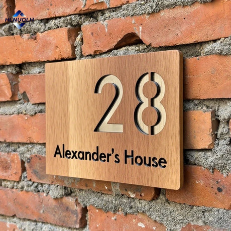 WOODEN WOOD OUTDOOR HOUSE SIGN NUMBER STREET HOUSE ADDRESS WALL MAIL BOX LETTER BOX PLAQUE