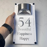 LED SOLAR DECORATIVE CUSTOM HOUSE SIGN NUMBER STREET SIGN ACRYLIC ADDRESS DOOR WALL PLAQUE
