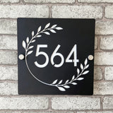 Custom Square Leaf Pattern Acrylic House Sign | Personalised Address Plaque