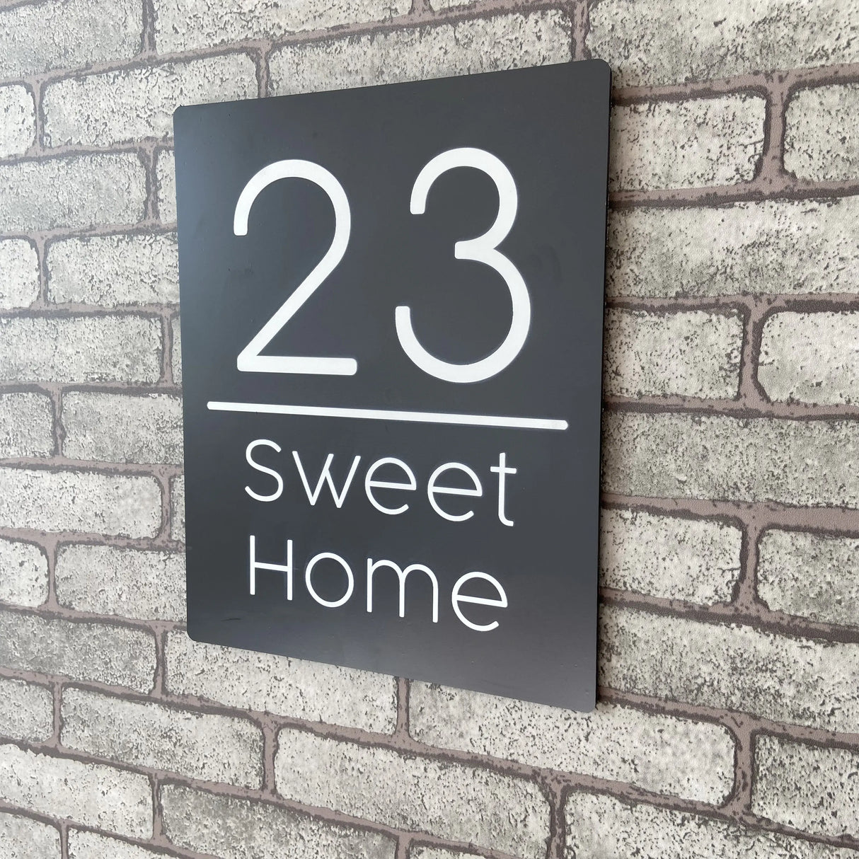 CUSTOM BRUSHED ALUMINIUM VERTICAL HOUSE SIGN NUMBER STREET SIGN ADDRESS DOOR WALL PLAQUE