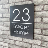CUSTOM BRUSHED ALUMINIUM VERTICAL HOUSE SIGN NUMBER STREET SIGN ADDRESS DOOR WALL PLAQUE