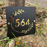 Custom Square Leaf Pattern Acrylic House Sign | Personalised Address Plaque
