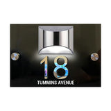 LED SOLAR RECTANGLE BLACK SILVER CUSTOM HOUSE SIGN NUMBER STREET SIGN ACRYLIC ADDRESS DOOR WALL PLAQUE