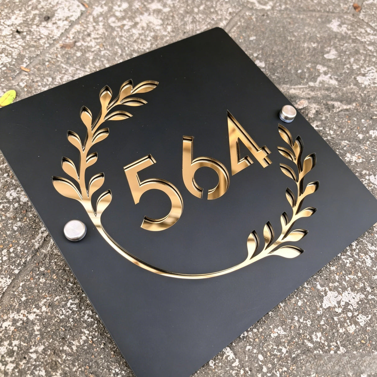 Custom Square Leaf Pattern Acrylic House Sign | Personalised Address Plaque