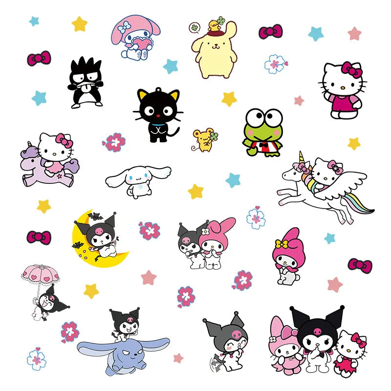 HELLO KITTY KUROMI MY MELODY PINK PURPLE WALL STICKER MURAL ART Decal