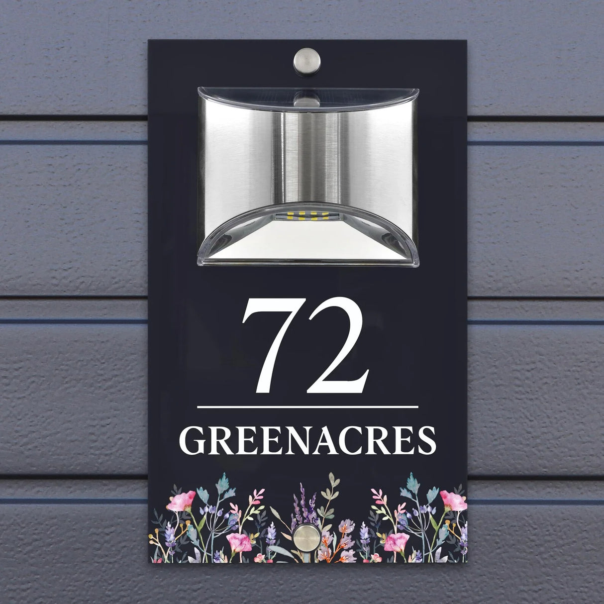 LED SOLAR POWERED OUTSIDE CUSTOM HOUSE SIGN FLOWER FLORAL NUMBER STREET HOUSE ADDRESS WALL SIGN