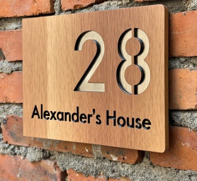 WOODEN WOOD OUTDOOR HOUSE SIGN NUMBER STREET HOUSE ADDRESS WALL MAIL BOX LETTER BOX PLAQUE