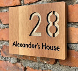WOODEN WOOD OUTDOOR HOUSE SIGN NUMBER STREET HOUSE ADDRESS WALL MAIL BOX LETTER BOX PLAQUE