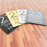 CUSTOM BRUSHED ALUMINIUM VERTICAL HOUSE SIGN NUMBER STREET SIGN ADDRESS DOOR WALL PLAQUE