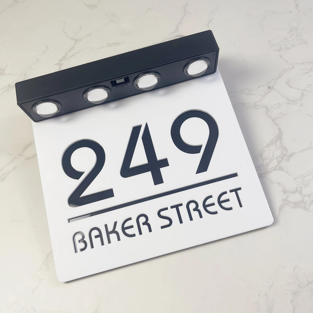 Custom Solar LED Square House Number Sign | Address Plaque