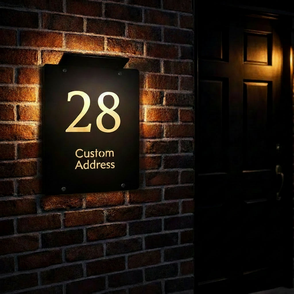 Custom Solar LED 3D Acrylic House Sign | Personalised Warm Light Address Plaque
