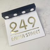 Custom Solar LED Square House Number Sign | Address Plaque