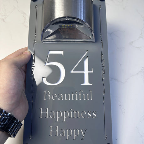 LED SOLAR DECORATIVE CUSTOM HOUSE SIGN NUMBER STREET SIGN ACRYLIC ADDRESS DOOR WALL PLAQUE