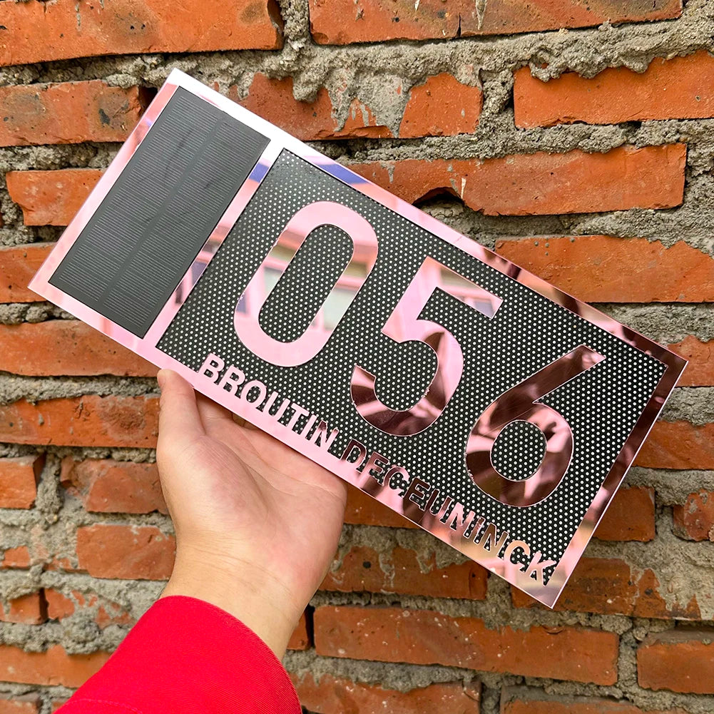 LED SOLAR CUSTOM HOUSE SIGN NUMBER STREET ACRYLIC SILVER GOLD ROSE GOLD ADDRESS DOOR WALL PLAQUE