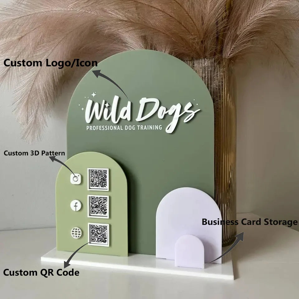 Custom Acrylic Multi QR Code Display Stand | Arched Design | 60 Colours