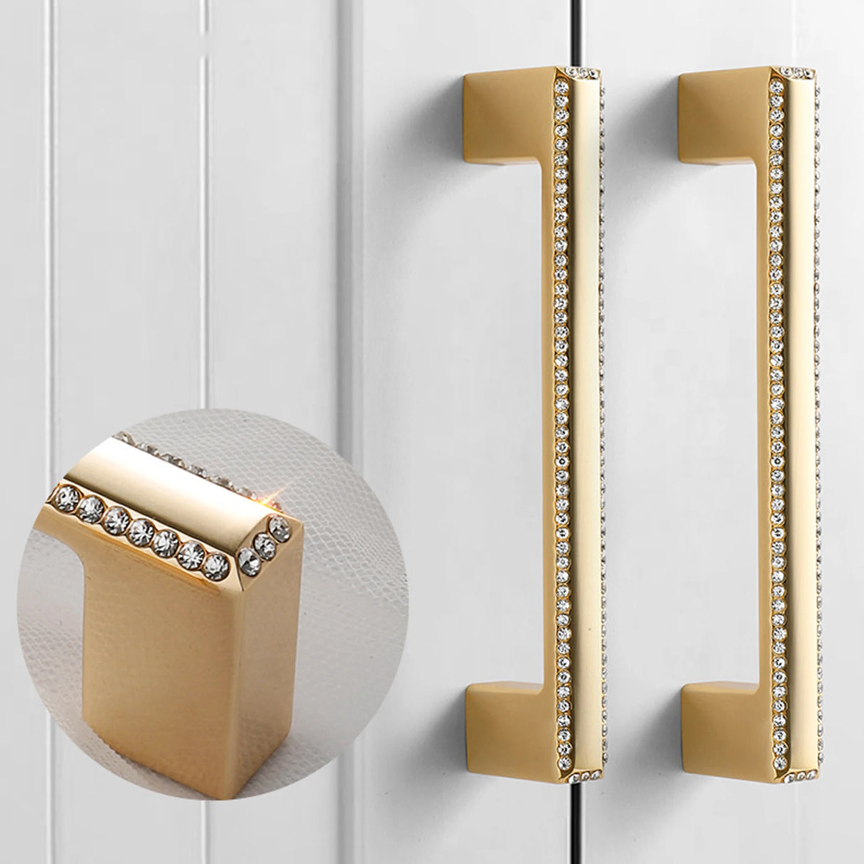 DIAMOND CRYSTAL KNOB HANDLES KITCHEN WARDROBE CUPBOARD ZINC ALLOY SILVER GOLD BLACK