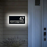 Custom LED House Number Sign | Black Stainless Steel Backlit Plaque