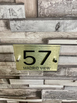 CUSTOM HOUSE SIGN GOLD NUMBER STREET SIGN GLASS EFFECT ACRYLIC ADDRESS DOOR WALL PLAQUE