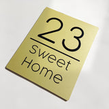CUSTOM BRUSHED ALUMINIUM VERTICAL HOUSE SIGN NUMBER STREET SIGN ADDRESS DOOR WALL PLAQUE