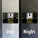 LED SOLAR RECTANGLE BLACK GOLD CUSTOM HOUSE SIGN NUMBER STREET SIGN ACRYLIC ADDRESS DOOR WALL PLAQUE