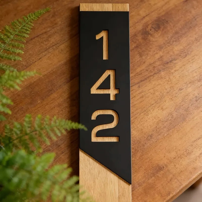 Custom Acrylic House Number Plaque | Black, White & Gold