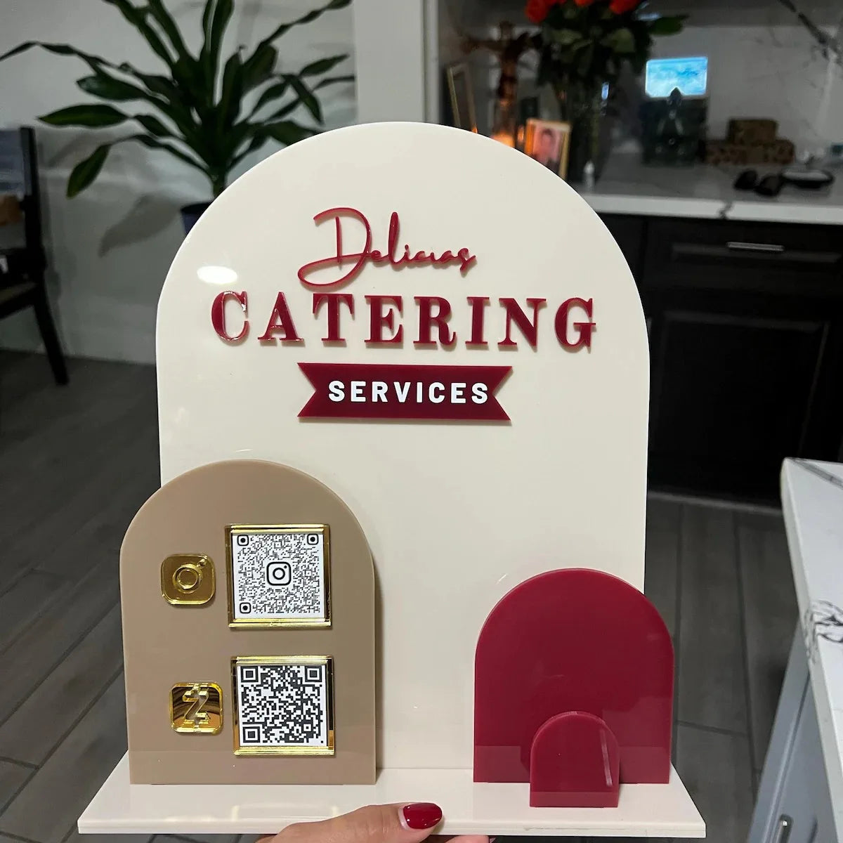 Custom Acrylic Multi QR Code Display Stand | Arched Design | 60 Colours