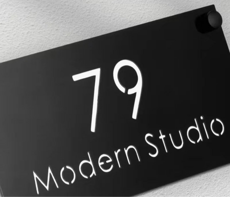 STAINLESS STEEL HOUSE NUMBER DOOR PLATE LASER CUT CUSTOMISED STREET ADDRESS