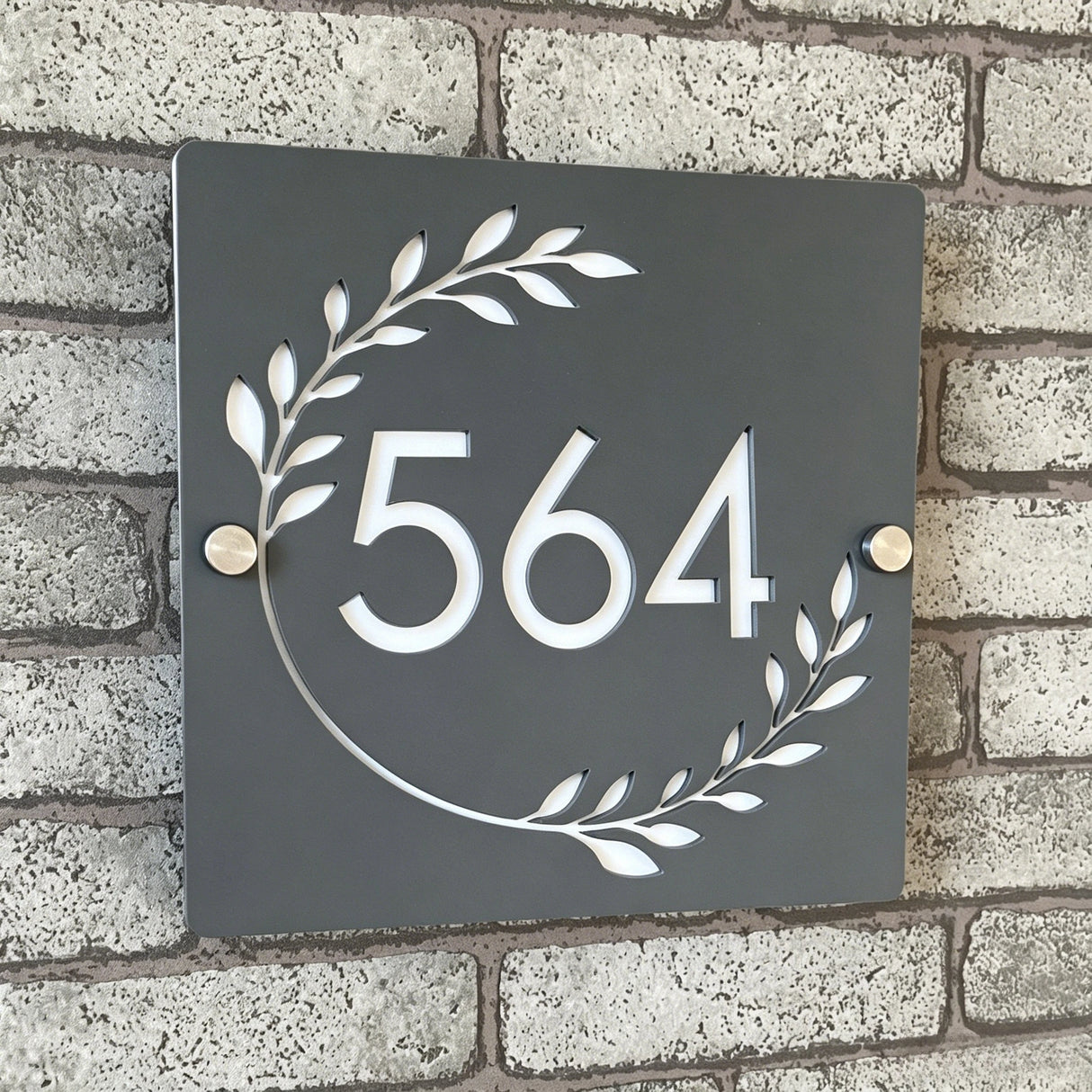 Custom Square Leaf Pattern Acrylic House Sign | Personalised Address Plaque