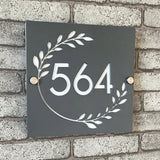 Custom Square Leaf Pattern Acrylic House Sign | Personalised Address Plaque