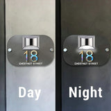 LED SOLAR OVAL BLACK SILVER CUSTOM HOUSE SIGN NUMBER STREET SIGN ACRYLIC ADDRESS DOOR WALL PLAQUE