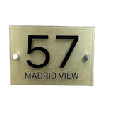 CUSTOM HOUSE SIGN GOLD NUMBER STREET SIGN GLASS EFFECT ACRYLIC ADDRESS DOOR WALL PLAQUE