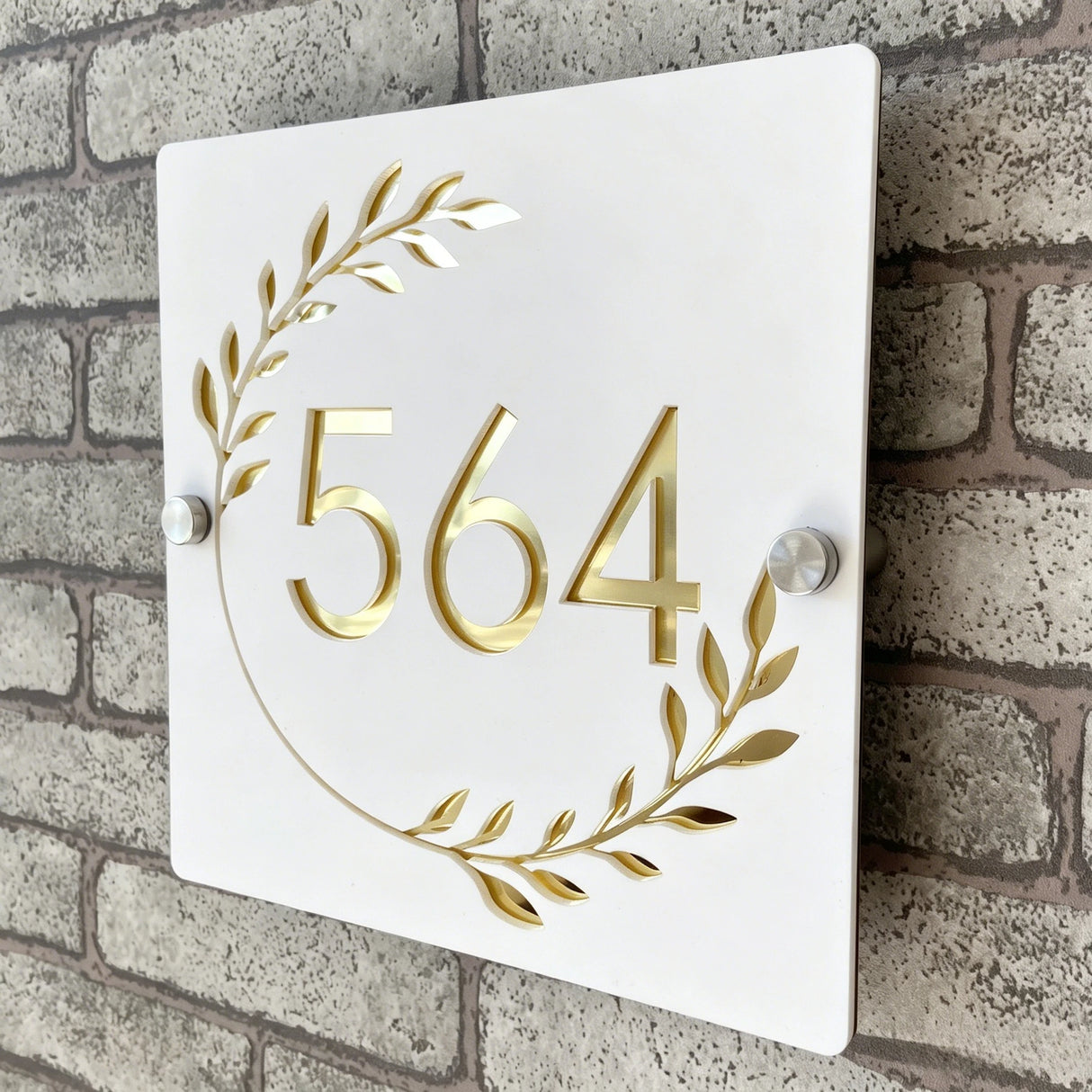Custom Square Leaf Pattern Acrylic House Sign | Personalised Address Plaque