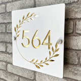 Custom Square Leaf Pattern Acrylic House Sign | Personalised Address Plaque