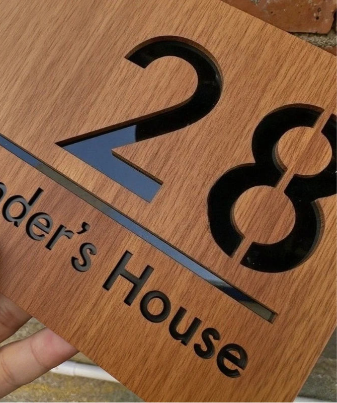 WOODEN WOOD OUTDOOR HOUSE SIGN NUMBER STREET HOUSE ADDRESS WALL MAIL BOX LETTER BOX PLAQUE