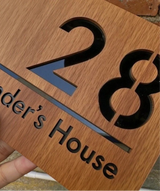 WOODEN WOOD OUTDOOR HOUSE SIGN NUMBER STREET HOUSE ADDRESS WALL MAIL BOX LETTER BOX PLAQUE