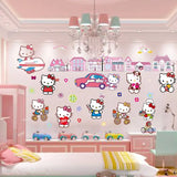 HELLO KITTY CAR HOUSE PLANE PINK PURPLE COLOURFUL WALL STICKER MURAL ART Decal