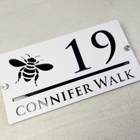 CUSTOM HOUSE SIGN NUMBER STREET SIGN BEE ACRYLIC ADDRESS DOOR WALL PLAQUE