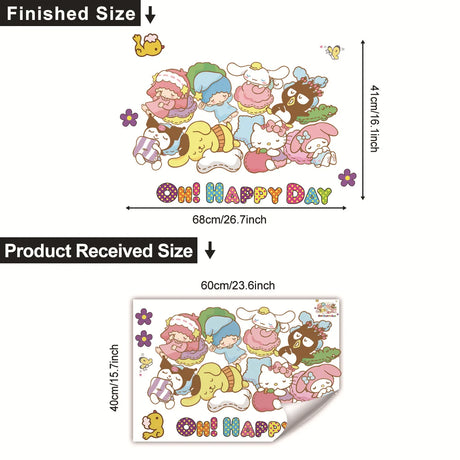 HELLO KITTY MY MELODY KUROMI PINK PURPLE WALL STICKER MURAL ART Decal
