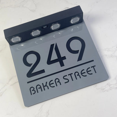 Custom Solar LED Square House Number Sign | Address Plaque