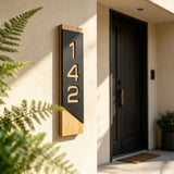 Custom Acrylic House Number Plaque | Black, White & Gold