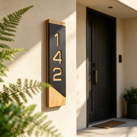 Custom Acrylic House Number Plaque | Black, White & Gold