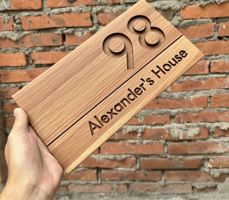 WOODEN WOOD OUTDOOR HOUSE SIGN NUMBER STREET HOUSE ADDRESS WALL MAIL BOX LETTER BOX PLAQUE