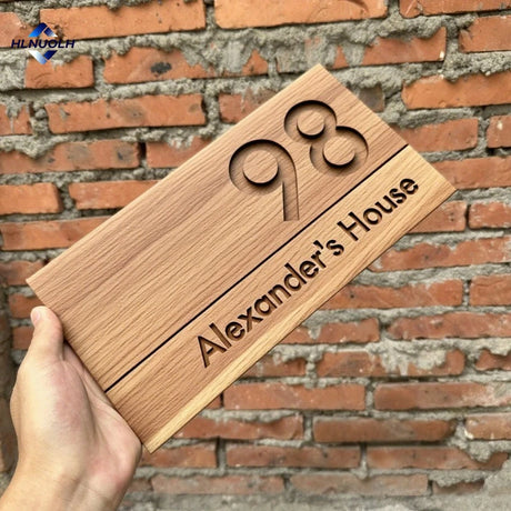 WOODEN WOOD OUTDOOR HOUSE SIGN NUMBER STREET HOUSE ADDRESS WALL MAIL BOX LETTER BOX PLAQUE