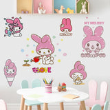 HELLO KITTY MY MELODY KUROMI PINK PURPLE WALL STICKER MURAL ART Decal