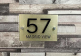 CUSTOM HOUSE SIGN GOLD NUMBER STREET SIGN GLASS EFFECT ACRYLIC ADDRESS DOOR WALL PLAQUE