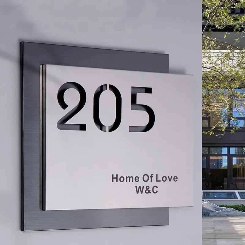 STAINLESS STEEL MODERN HOUSE ADDRESS SIGN BUSINESS ADDRESS PERSONALISED FAMILY NAME