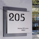 STAINLESS STEEL MODERN HOUSE ADDRESS SIGN BUSINESS ADDRESS PERSONALISED FAMILY NAME