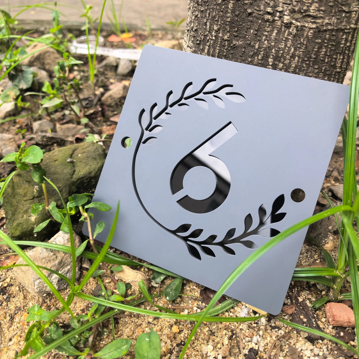 Custom Square Leaf Pattern Acrylic House Sign | Personalised Address Plaque