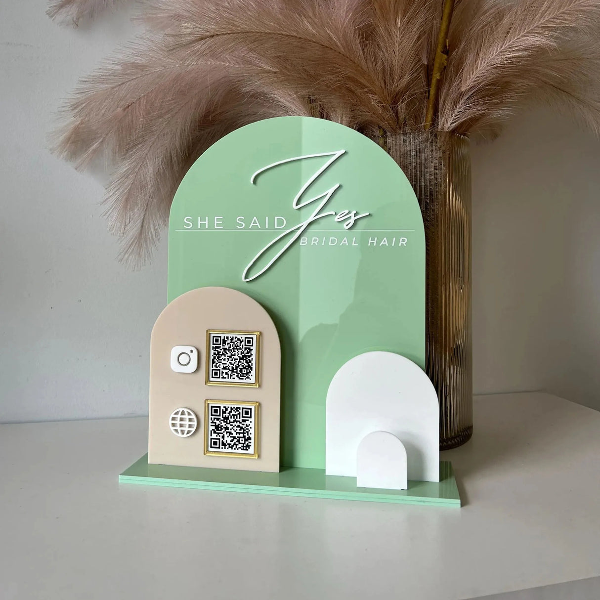 Custom Acrylic Multi QR Code Display Stand | Arched Design | 60 Colours