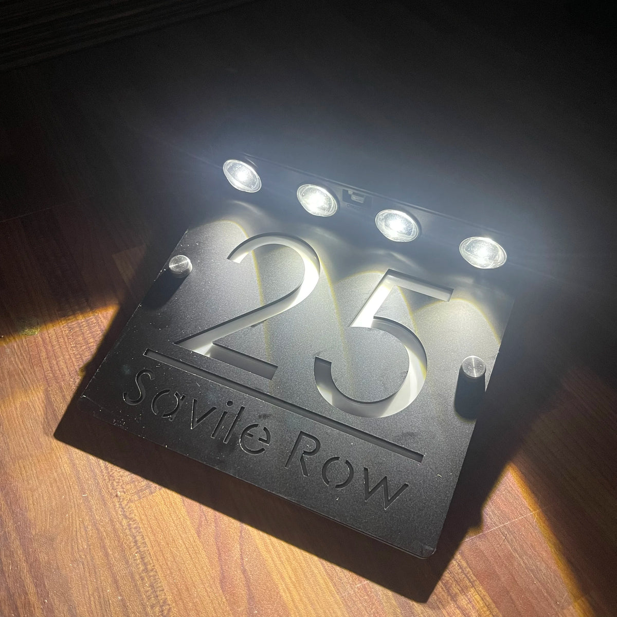 Custom Solar LED Square House Number Sign | Address Plaque